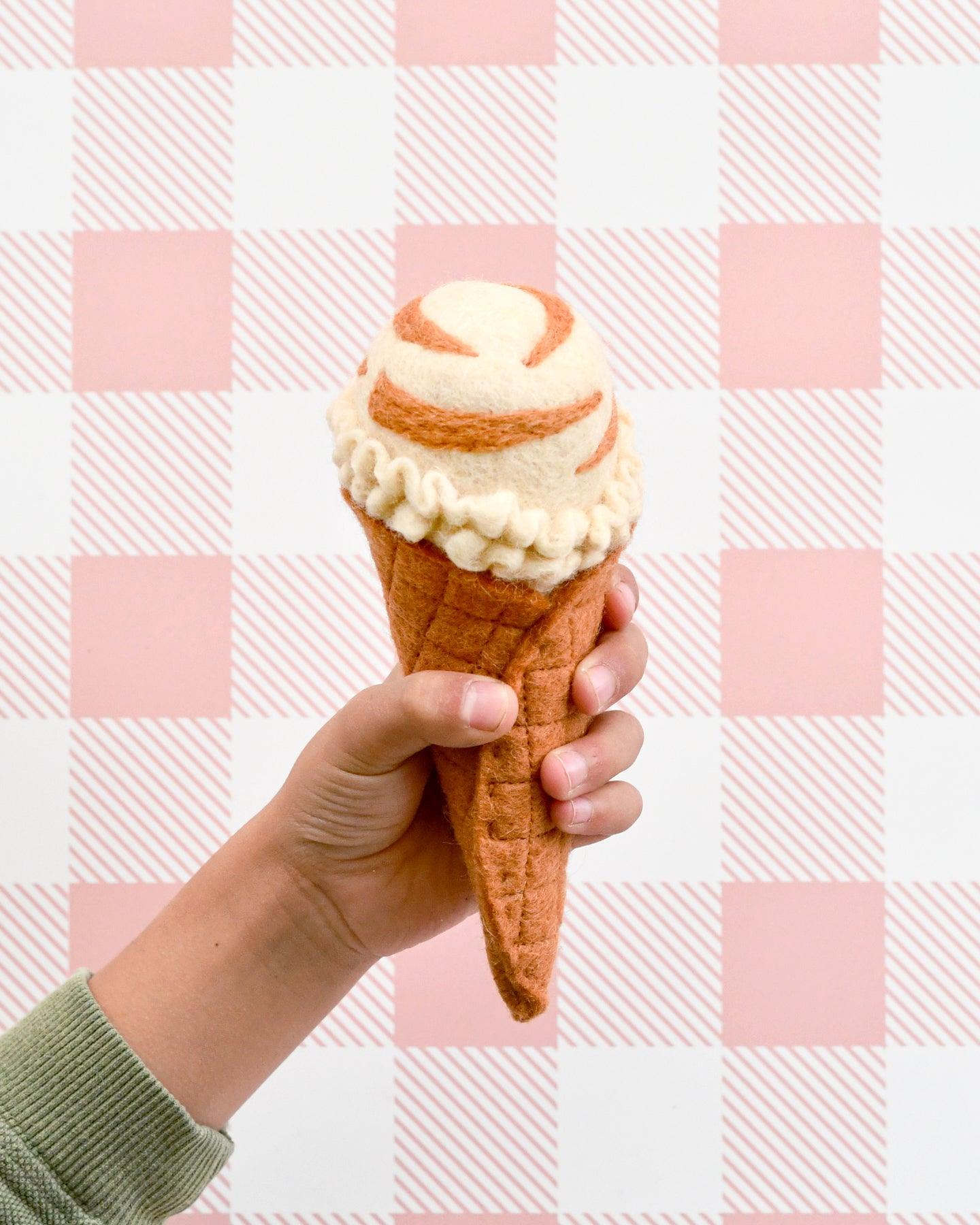 Felt Ice Cream Set - Waffle Cones And 9 Ice Cream Scoops