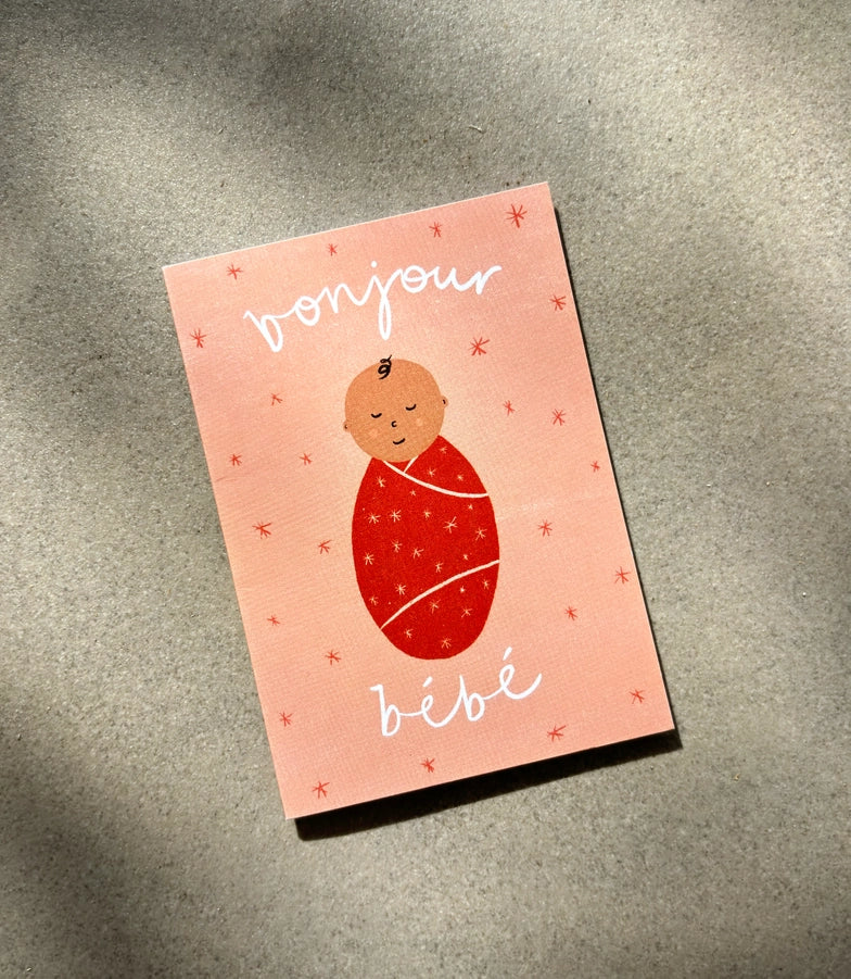 Bonjour Bebe Pink Mini Card