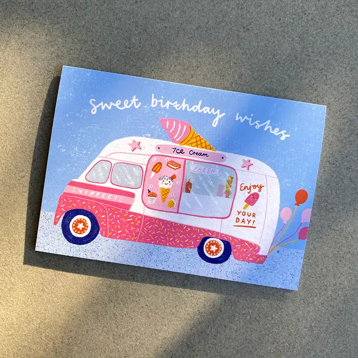 Ice Cream Van Birthday Greeting Card