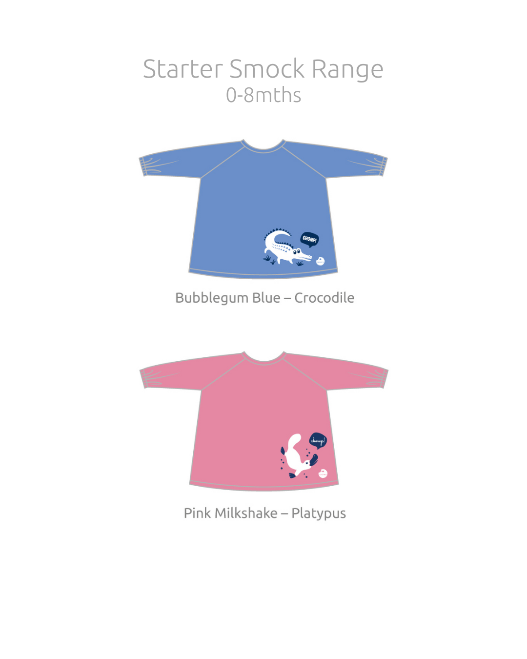 Messy Mealtime (Starter) Smock Bib: 0-8+mths - various colours