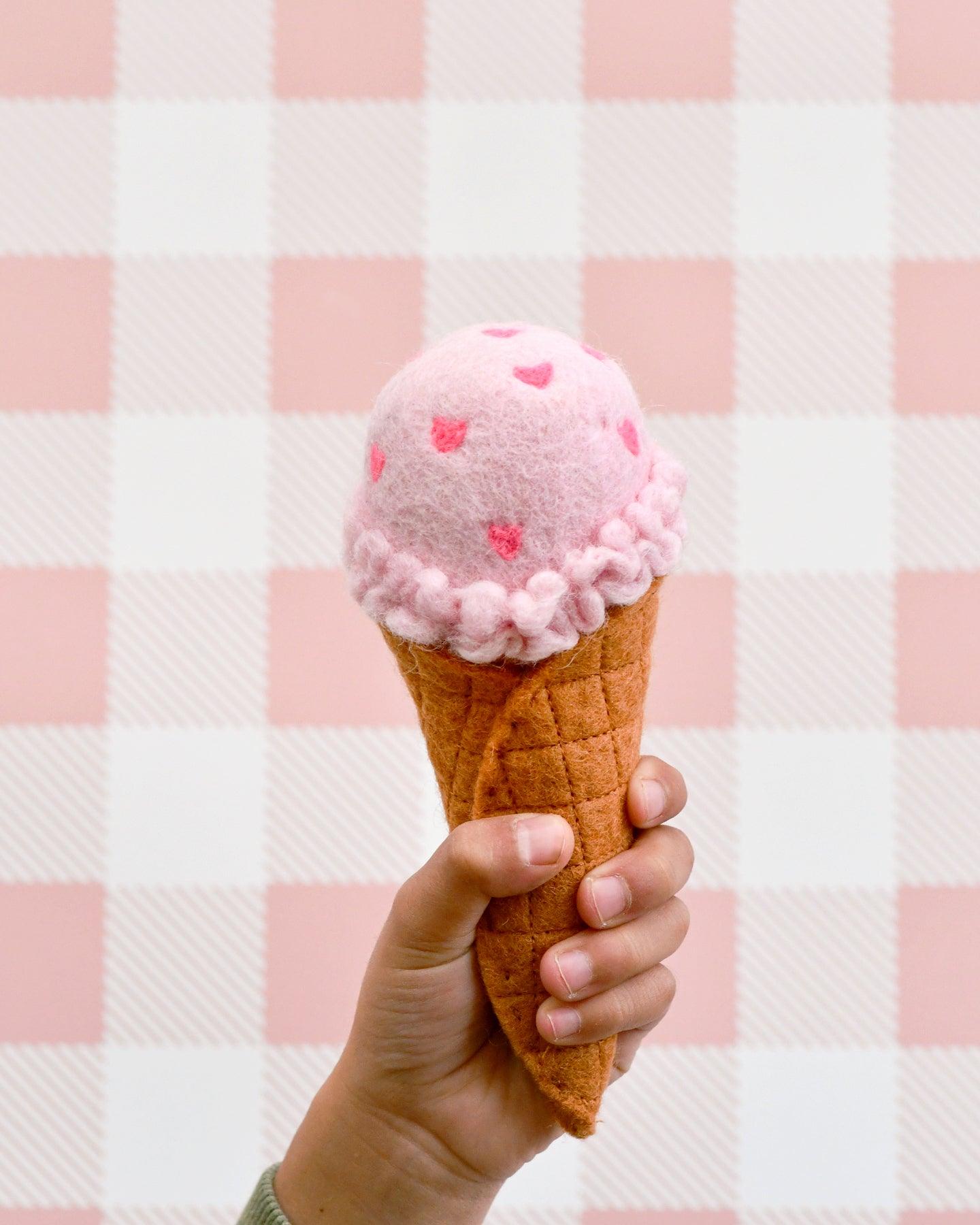 Felt Ice Cream Set - Waffle Cones And 9 Ice Cream Scoops