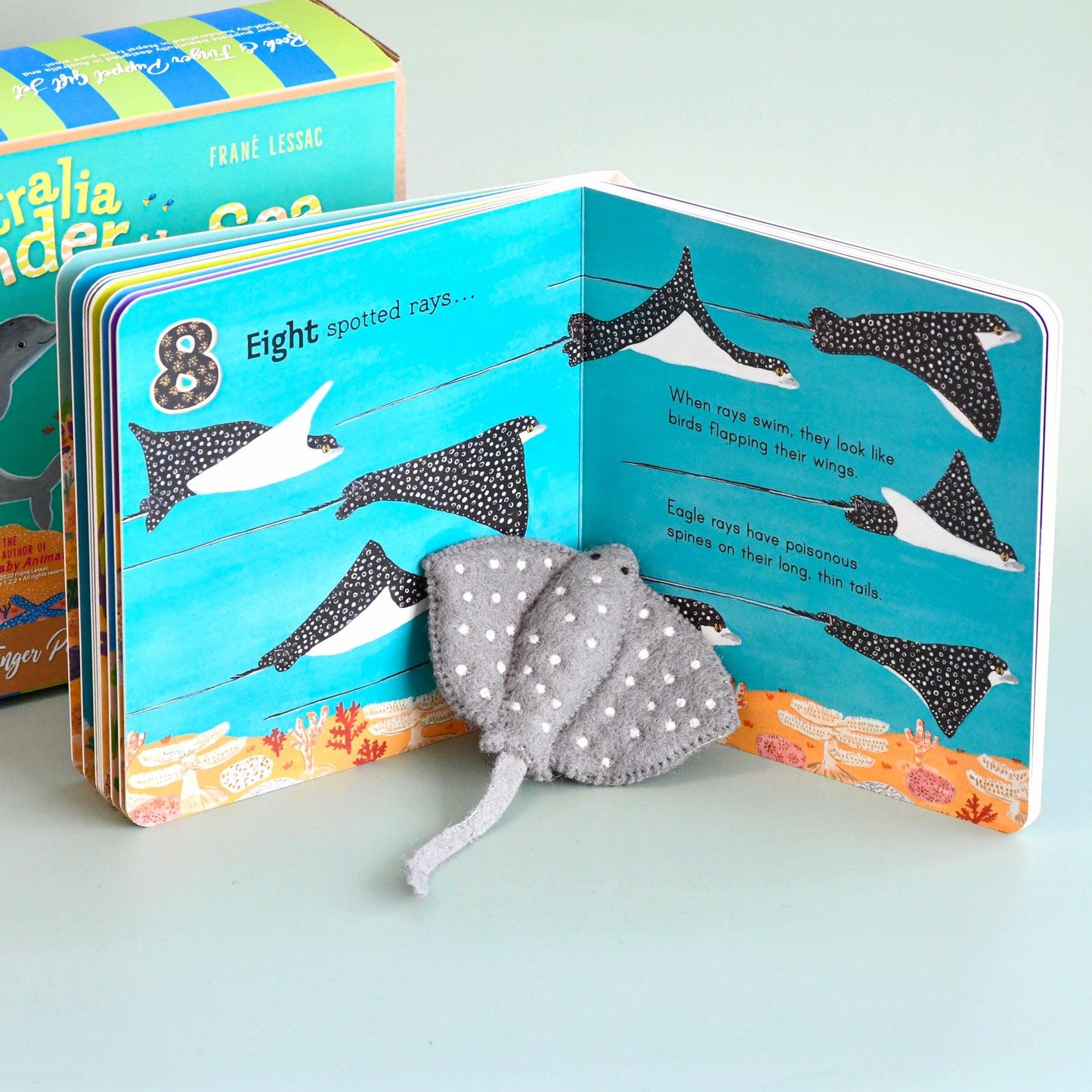 Australia Under The Sea 1, 2, 3 By Frané Lessac - Book And Finger Puppet Set