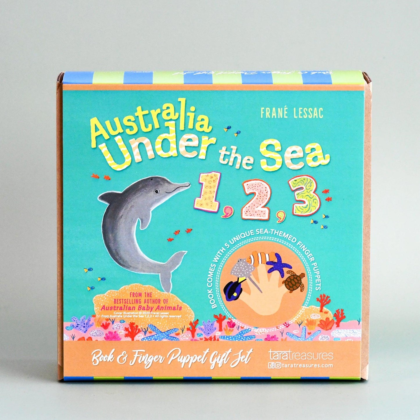 Australia Under The Sea 1, 2, 3 By Frané Lessac - Book And Finger Puppet Set