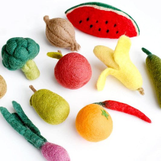 Felt Vegetables and Fruits Set B - 11 pieces